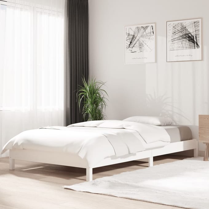vidaXL - Bed - stapelbaar - 90x190 - cm - massief - grenenhout - wit