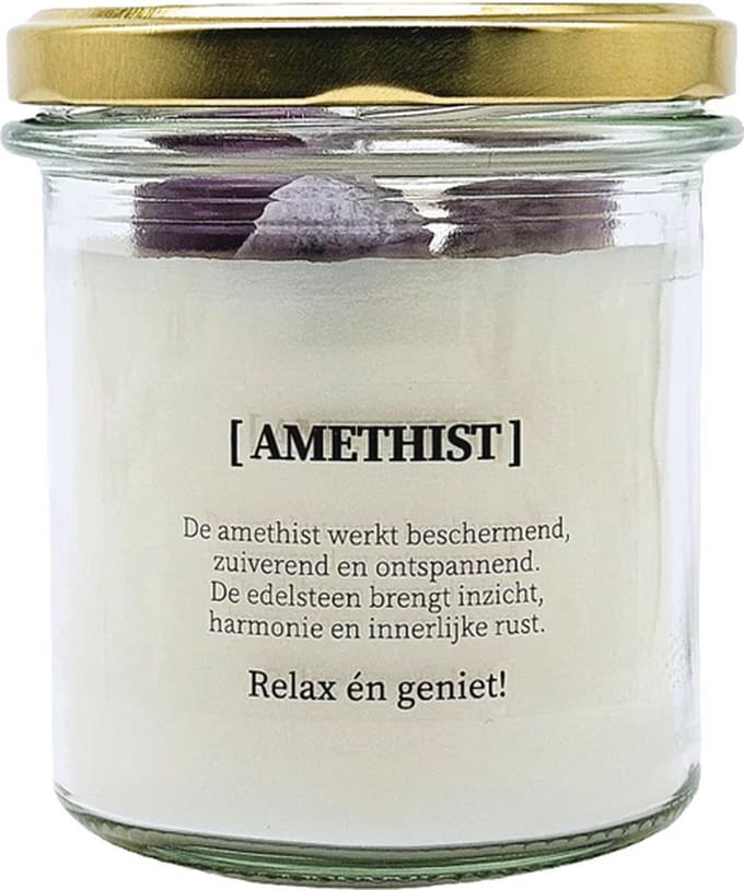 Kaars met edelsteen en geurdecoratie - Amethist