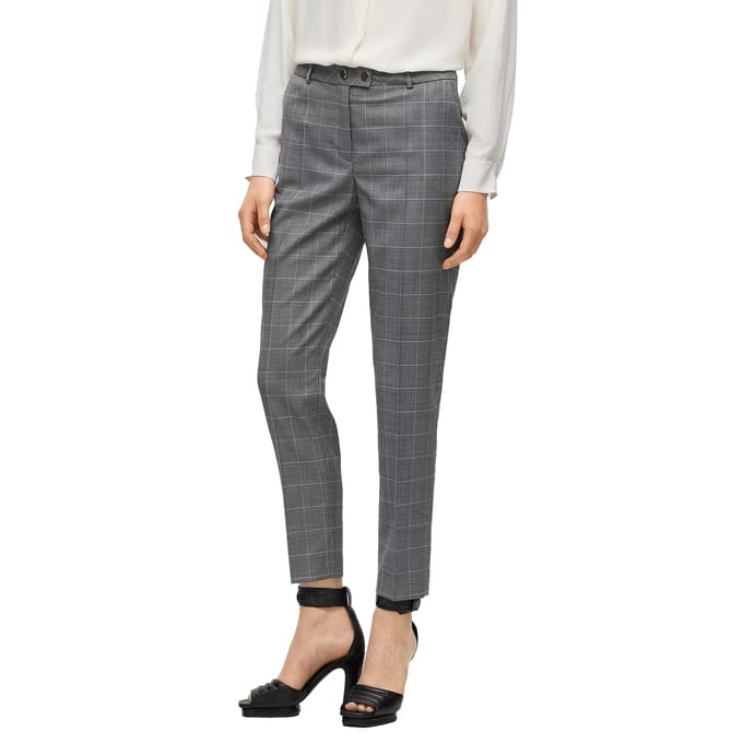 Boss Dames/Dames geruite rechte broek (Grijs)