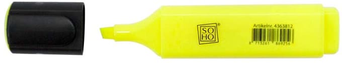 SOHO Tekstmarker - Markeerstift - Highlighter - Beitelpunt - Geel