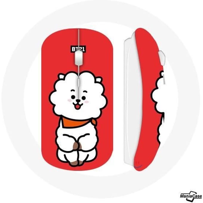 Jin's BTS Bangtan Boys BT21 RJ draadloze muis rode achtergrond