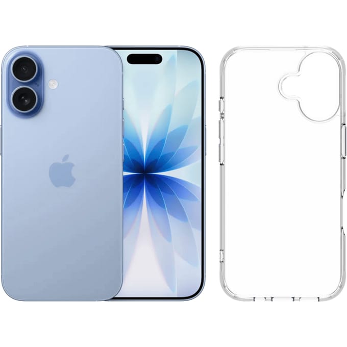 Apple iPhone 17 256GB Blauw + BlueBuilt Protective Back Cover Transparant