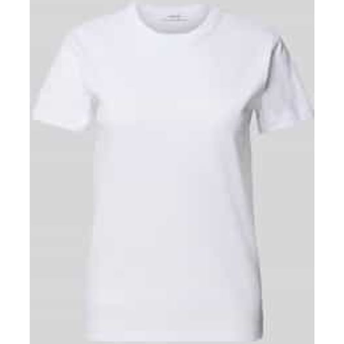 T-shirt met geribde ronde hals, model 'Samun'