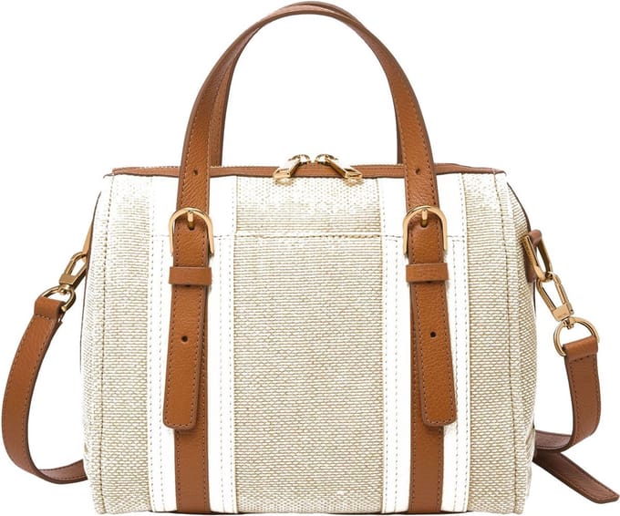 FOSSIL Schoudertas Handtas Carlie Satchel Natural Brown Crème