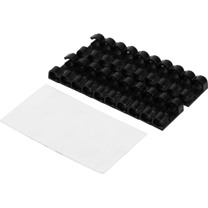 20 pcs Support Range-Fil Organisateur de Câbles Adhésif Pince de Gestion de Câbles (Transparent) black