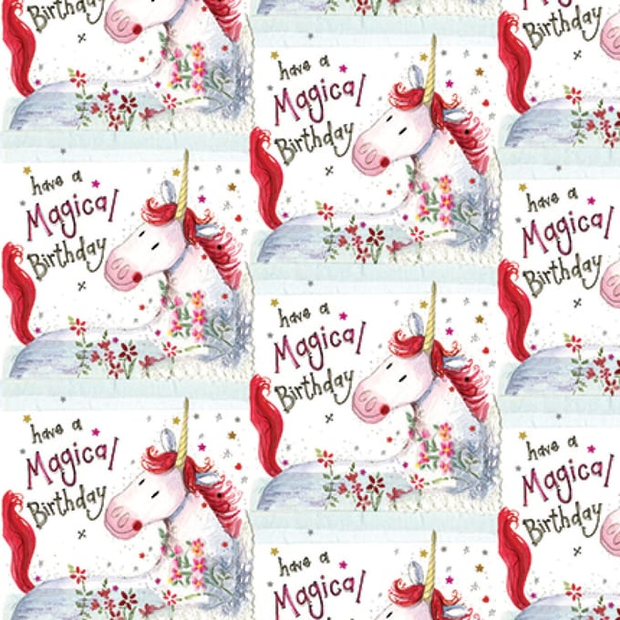 Alex Clark UNICORN FOLDED GIFTWRAP - Cadeauverpakking met labels Eenhoorn