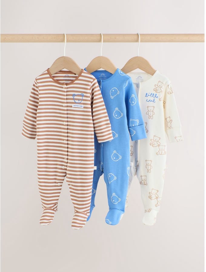 Next - Jongens - Set van 3 babypyjama's - Bruin
