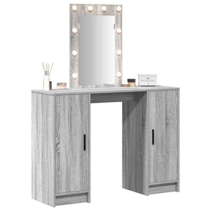 vidaXL - Kaptafel - Grijs - 102 - x - 33 - x - 135 - cm - Bewerkt - hout