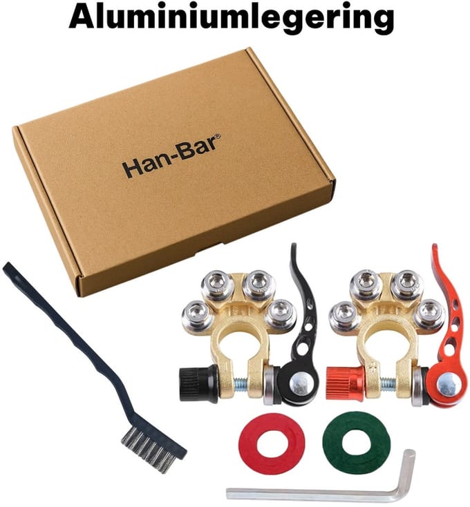 Han-Bar® Accu-aansluitingen - Auto - snelontkoppeling – Set van 2 stuks (12V/24V) + Pool schoonmaakborstel