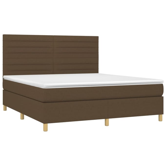vidaXL - Boxspring - met - matras - stof - donkerbruin - 160x200 - cm