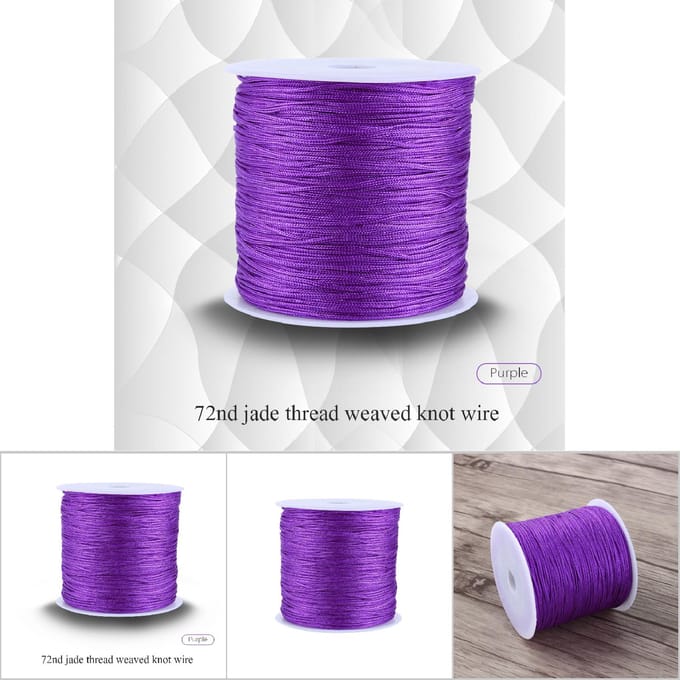 100M x 0.8mm Nylon Chinees Knoopkoord Rattail Macrame Shamballa Draad String Paars purple