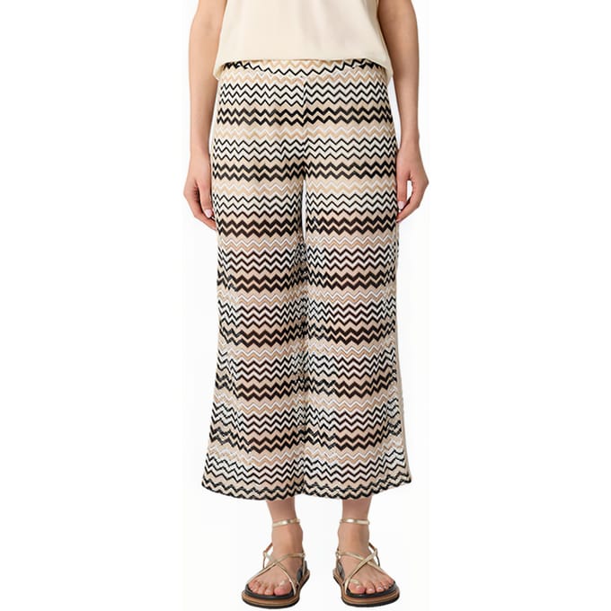 comma - female - Gestreepte tricot culotte met opengewerkt zigzagpatroon
