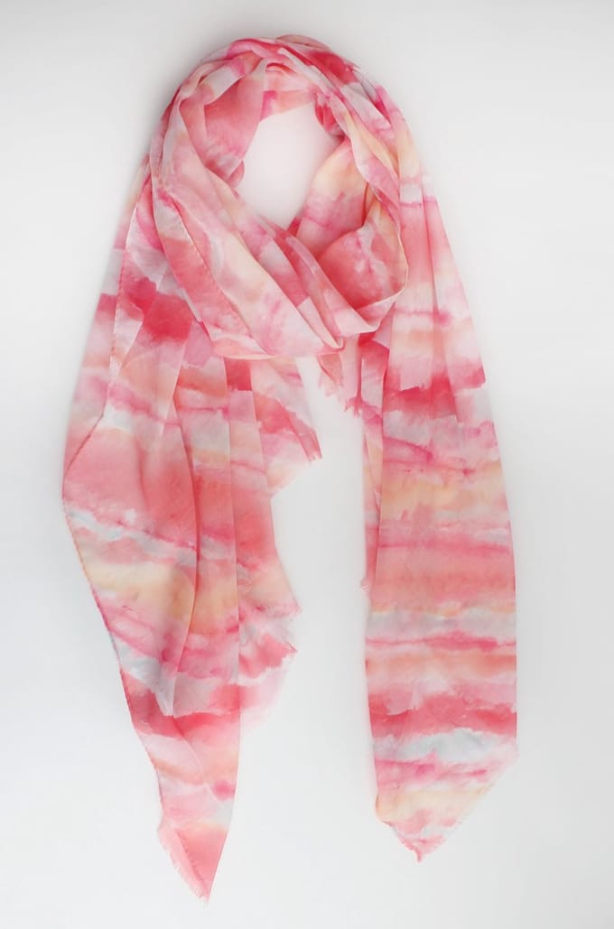 Rianne scarf- Accessories Junkie Amsterdam- Dames- Lang- Katoen- Shawl- Gestreept- Dun- Roze- Multi kleur