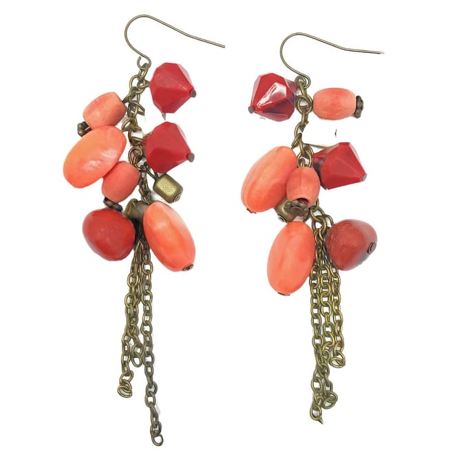 Behave - Oorhangers dames - Koraalrood kraaltjes - Boho zomerstijl