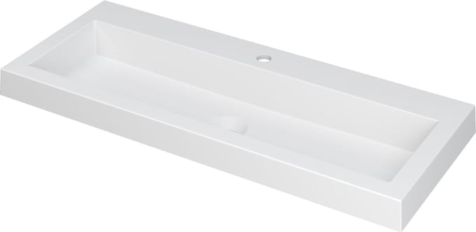 INK Dock wastafel polystone met 1 kraangat, 100x6x40cm, mat wit