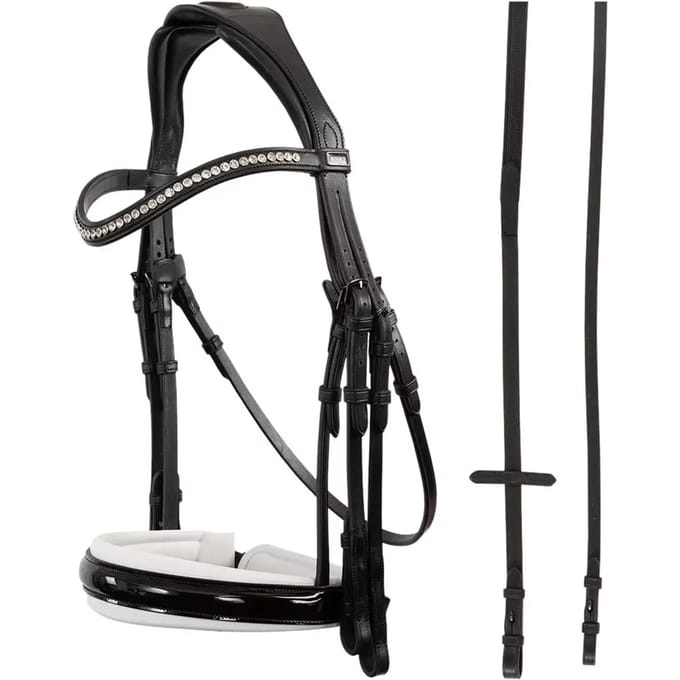 Comfortabele dubbele hoofdstellen met schuine teugels ANKY