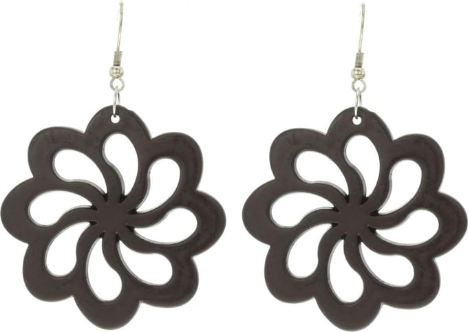 Behave - Oorhanger - Donker Bruine bloemen oorhangers - diameter 5 cm