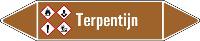 Terpentijn leidingmarkering op vel 126 x 26 mm - 5 per vel