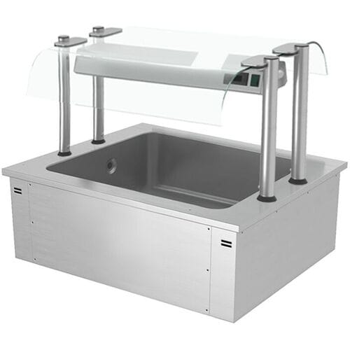 GGM Gastro Einbau Eiswanne - 800mm - 2x GN 1/1 - 90 Liter - mit Glas-Hustenschutz Zilver