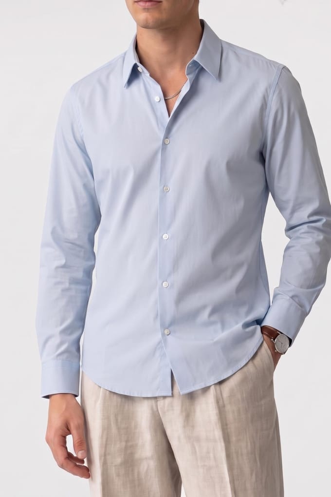Calvin Klein Ls Tech Stretch Slim Shirt Niagara Mist Größe: M | Business hemden Outlet | Herren