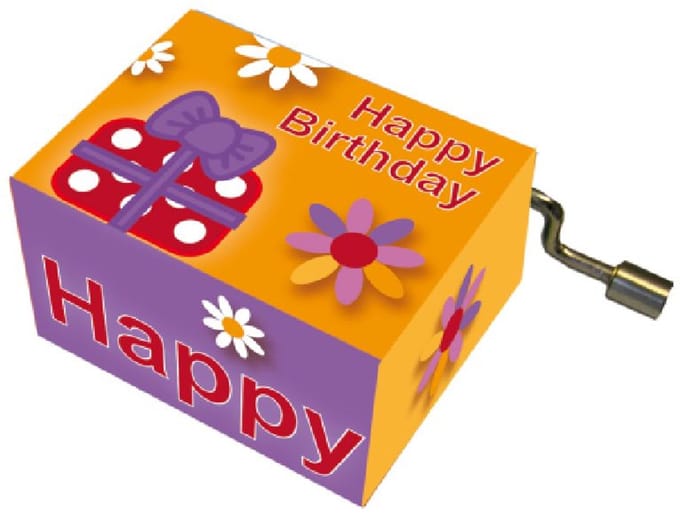 Muziekdoosje Verjaardag – Happy Birthday – Bloem & Cadeau – Speeldoosje