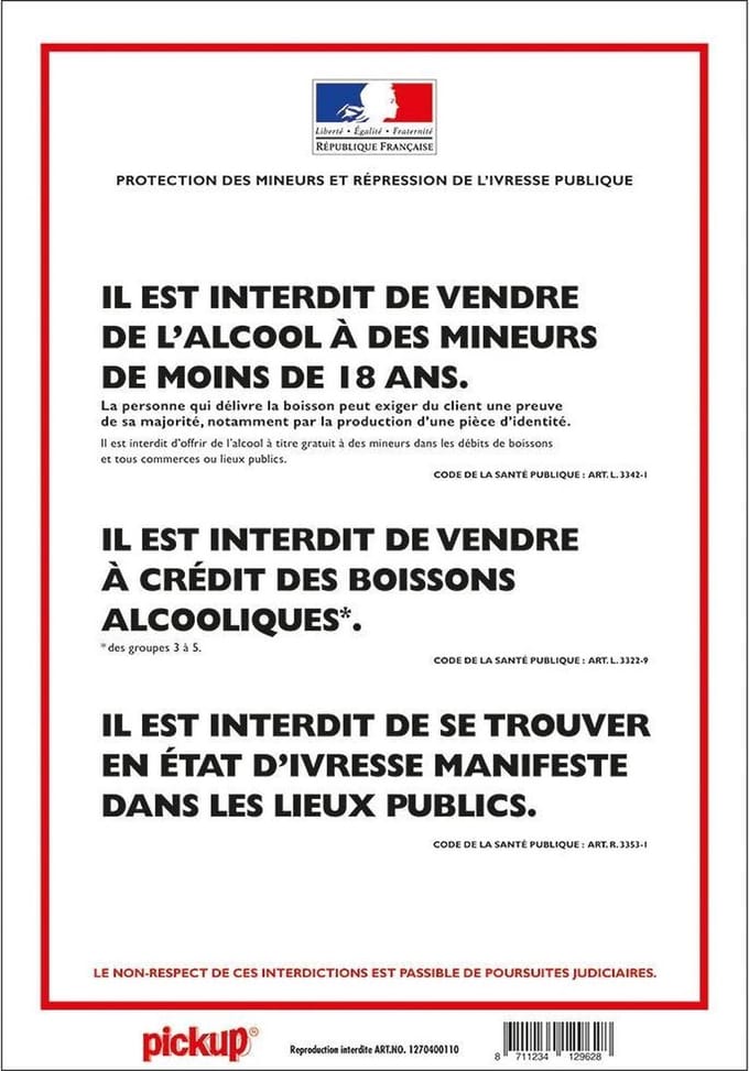 Pickup affichage Protection des mineurs annexe 2 - 33x23 cm