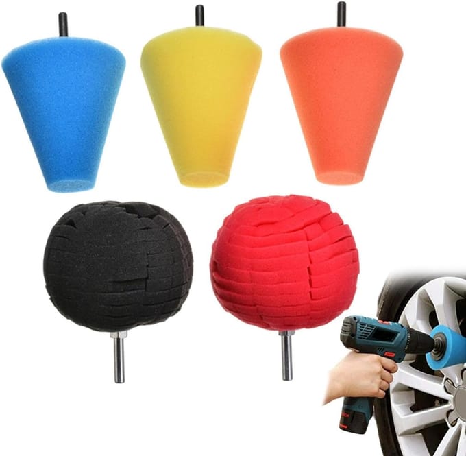Boor Polijsten Kit - Wasbare Spons - Auto Onderhoud - Herbruikbare Pads - 5 Delig - N.v.t.