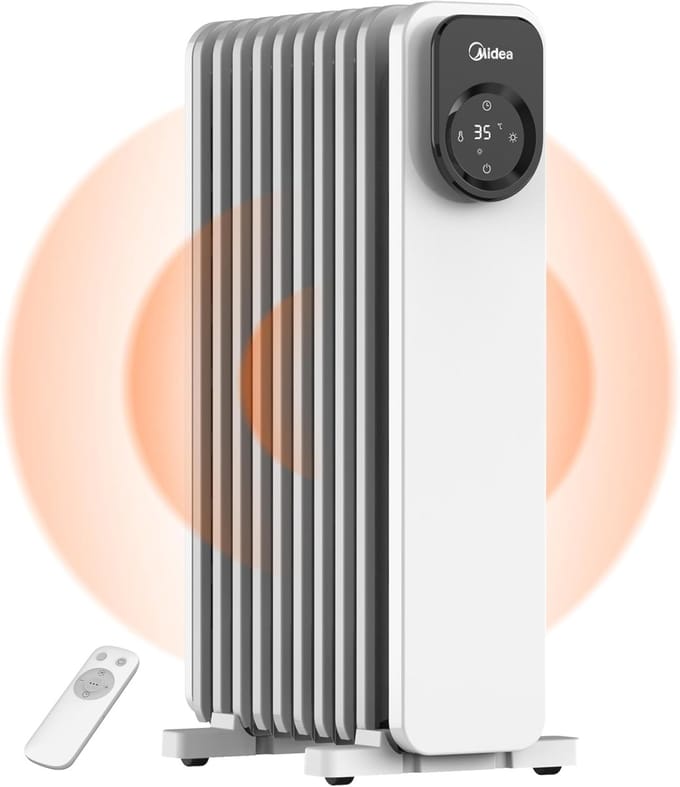 Olieradiator - Elektrische verwarming - Ruimte verwarmen - Snelle efficiënte warmte - 9 ribben - Wit