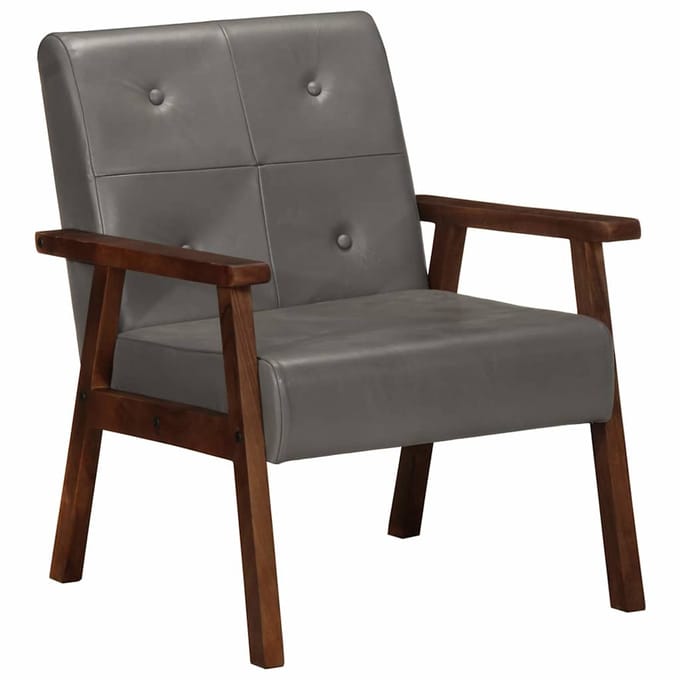 vidaXL - Fauteuil - echt - leer - grijs