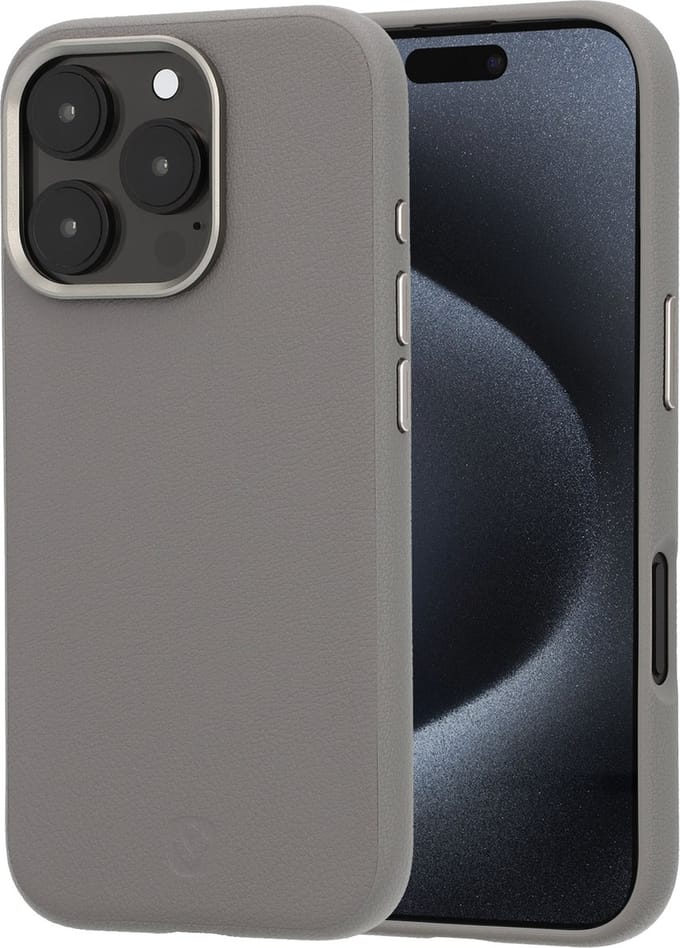 Valenta - Backcover iPhone 16 Pro - Magsafe Hoesje Grijs - Eco Leer - Style