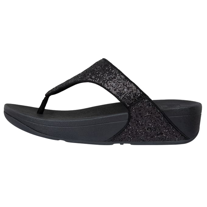 FitFlop Lulu Glitter Toe-Thongs PU Glitter Dames Slippers - Zwart Glitter