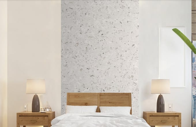 Behang - Fotobehang Graniet - Grijs - Patroon - Design - Wit - Breedte 120 cm x hoogte 240 cm