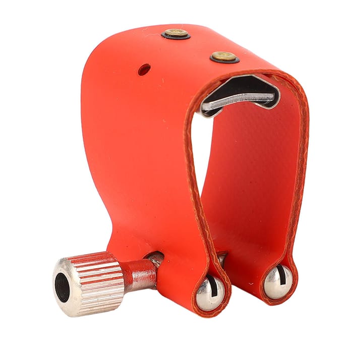 Ligature Bec de Saxophone Sangle en Cuir Rouge Ligature Bec de Saxophone Attache avec Réglage red