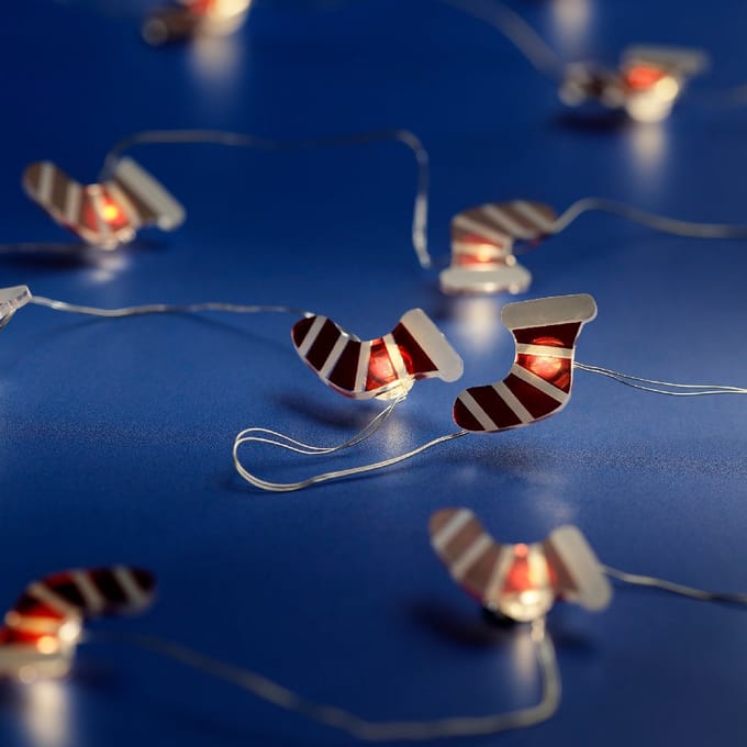 Micro LED string met kerstsokken - 190 cm lang - 20 LED's