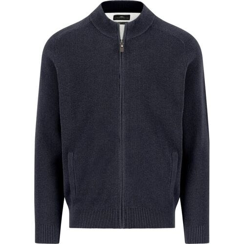 Fynch-Hatton Vest Stand-Up Zip Collar Supersoft Subtle Texture Cotton Navy / male