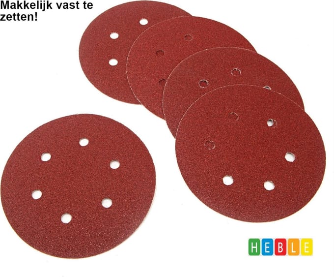 20x 180mm K100 Schuurschijf met Klittenband & Gaten -van Heble®