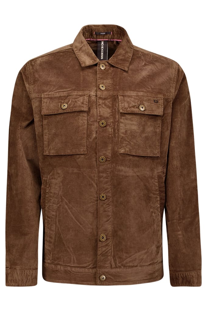 No Excess Overshirt Button Closure Fine Corduroy Stretch Taupe Größe: L | Leichte Jacken Outlet | Herren | Schwarz