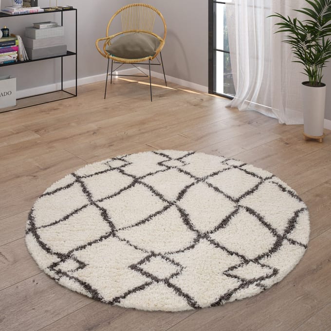 Hoogpolig tapijt Oregon beige 200 cm rond