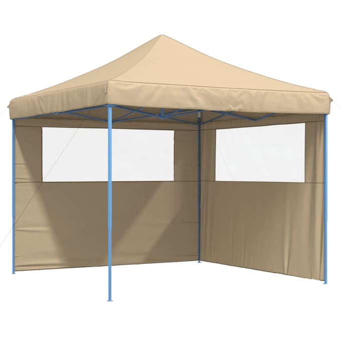 vidaXL - Partytent - inklapbaar - pop-up - met - 2 - zijwanden - beige