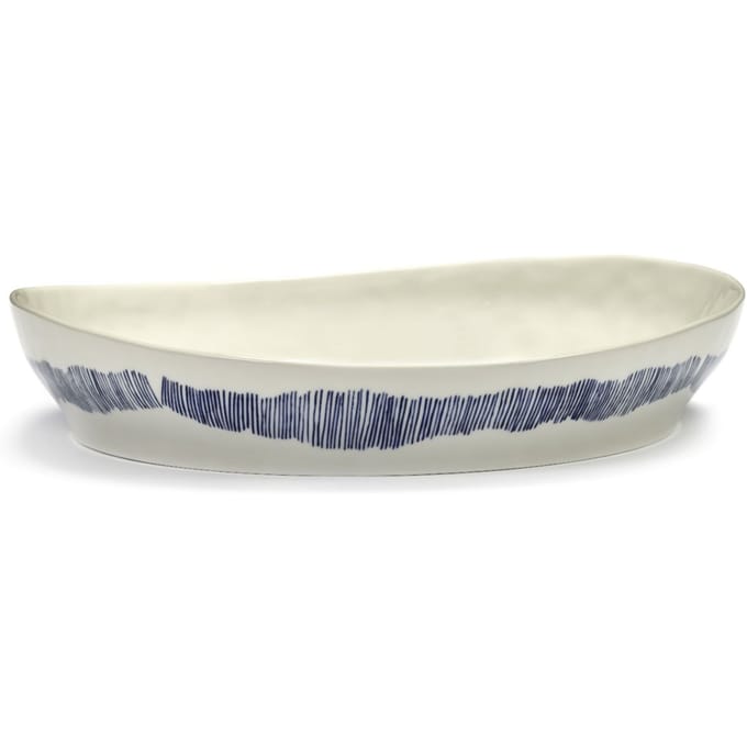 Serax Feast Dienblad S - wit / stripes blauw