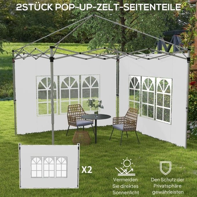 Paviljoen Zijwanden - 2 Pack - Met Venster & Waterdicht - Wit