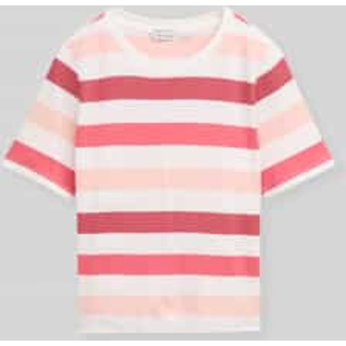 Tom Tailor - T-shirt van katoen - Maat XS - coral offwhite stripe