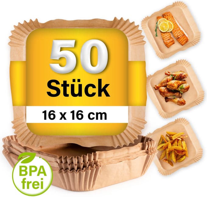 GOURMETmaxx bakpapier voor heteluchtfriteuses (2-5 liter) - 50 stuks