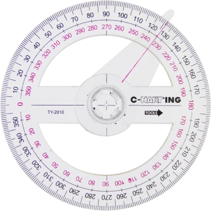 Premium Koershoekmeter 126mm - 360 graden - 2 draaibare schijven - Kunststof