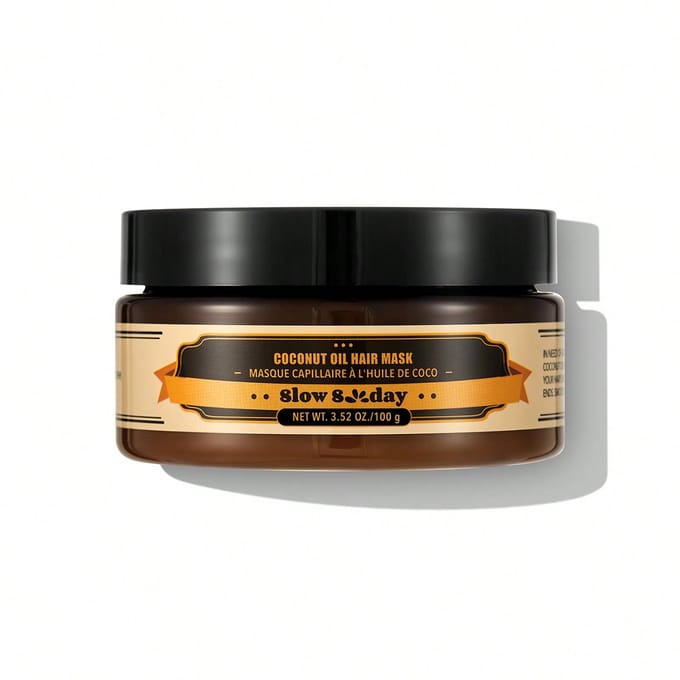 Slow Sunday Kokosolie Haarmasker, Kokos, Anti-Frizz, Voedend, Houdt Haar Zacht en Glanzend, Geschikt voor Alle Haartypes, Goede Keuze voor Vakantie, Reisbenodigdheden, Halloween, Geschikt voor Zomerse Haarzorg