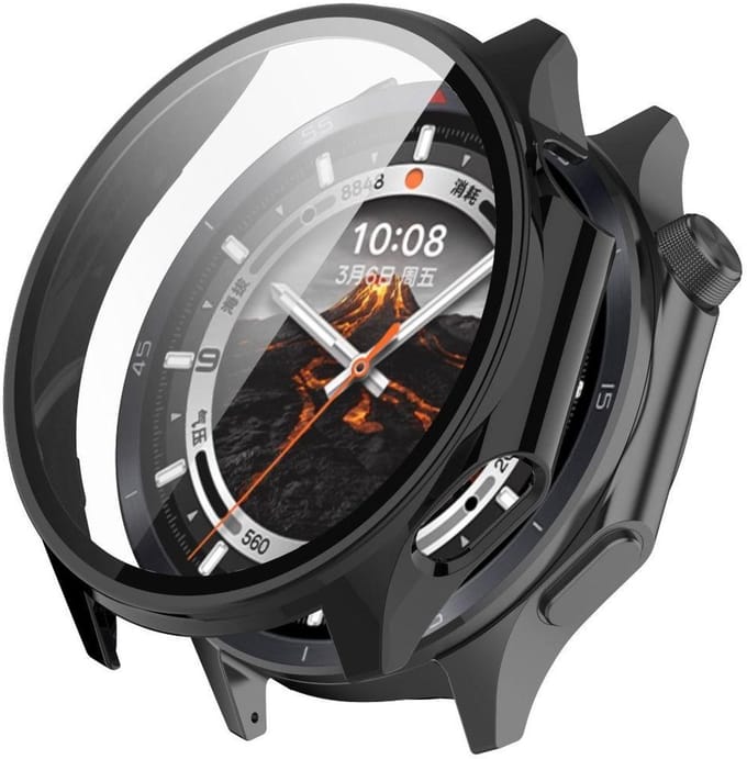 Strap-it PC hard case hoesje met screenprotector - geschikt voor OnePlus Watch 3 (zwart)