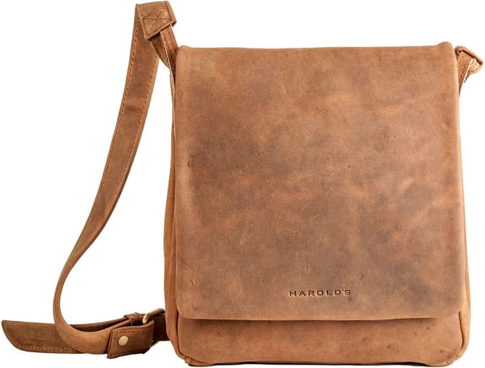 HAROLD'S Leren Schoudertas Antic Messenger Bag Nature Bruine