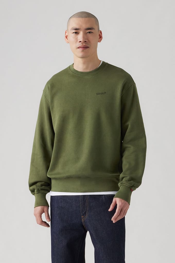 Levi's Authentic Crew Garment Dye Kombu Green Taglia: S | Maglioni a maglia Outlet | Uomo | Verde