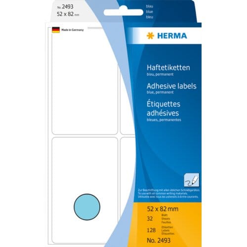 Etikett HERMA 2493 52x82mm blau 128 Stück