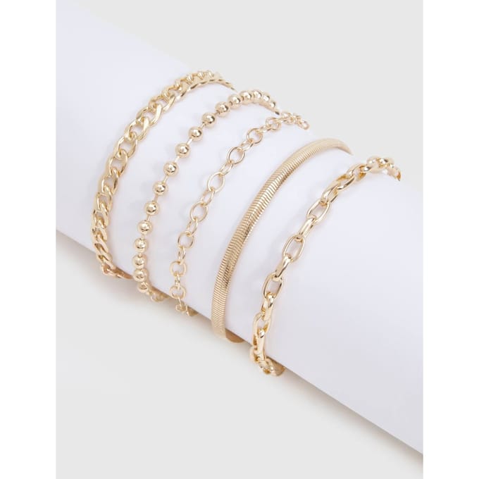 boohoo Dames Kettingarmbanden 5-pack | Goud